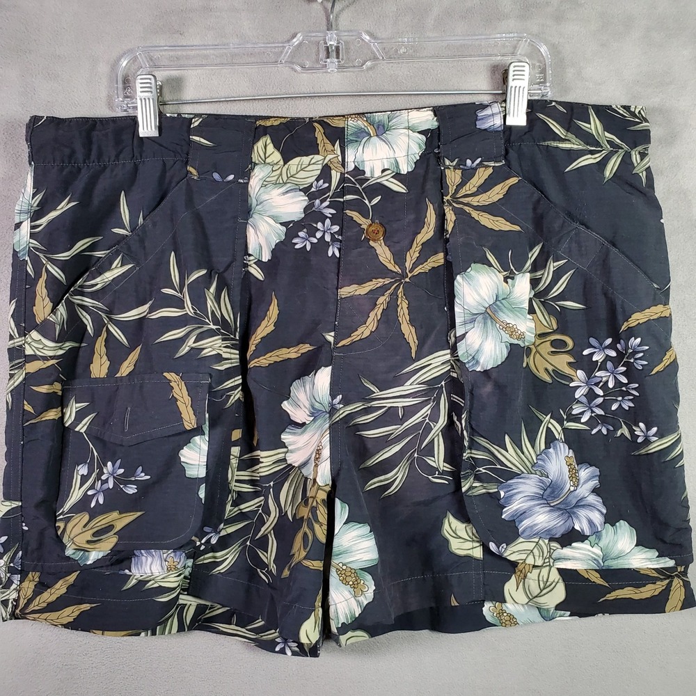 Tommy Bahama Swim Trunks Mens M Navy Floral Tropical Beach Vacation Retro Hawaii